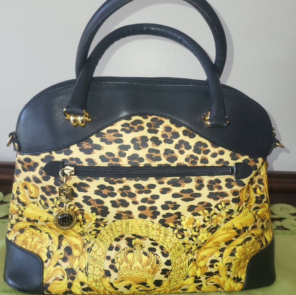 Gianni Versace Baroque Cheetah Print Handbag